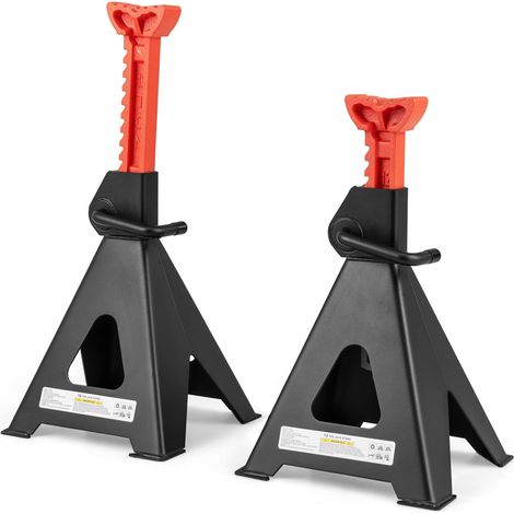 COSTWAY Set di 2 Cavalletti per Auto 12 T, Coppia di Cavalletti di Sostegno con Blocco della Maniglia e Altezza Regolabile 48-75 cm, Cavalletti per Cric per SUV, Berlina, Pickup e UTV (1/5)