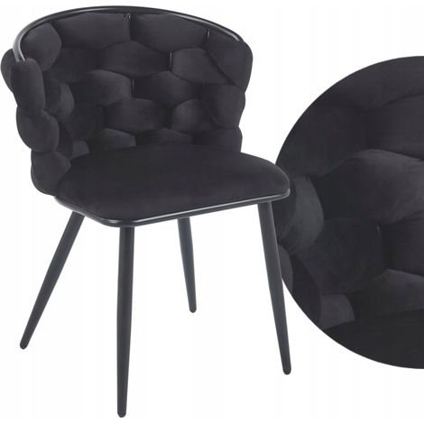 Schwarzer Samt-Flechtsessel für Wohnzimmer – Elegante Silhouette – Metallgestell – Bequeme Polsterung – Sitzhöhe 49 cm – Gesamthöhe 78 cm (1/5)
