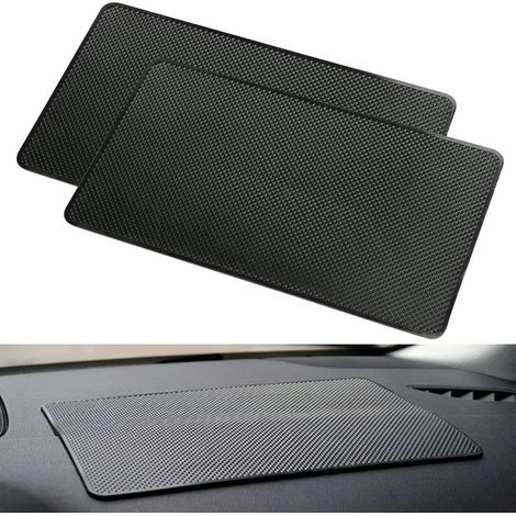 Lot de 2 tapis antidérapants en silicone pour tableau de bord auto, idéal pour décorations, lunettes, téléphones. (1/5)