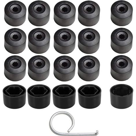 20 Stück 17-mm-Radmutternkappen, Sechskant-Radmutternkappen (4 Stück Diebstahlsicherungskappen + 16 Stück Standardkappen) mit Demontagewerkzeug (1/5)
