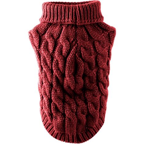Maglione a collo alto per cani, in maglia, invernale, caldo e spesso, all'uncinetto, per cuccioli di cane di piccola, media e grande taglia (L, rosso) (1/4)