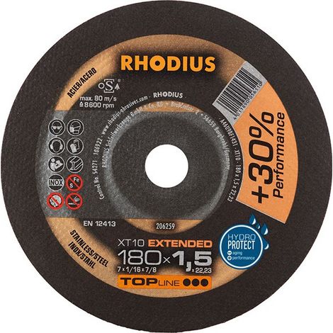 Disco de corte Rhodius xt10 180 mm 1.5 mm paquete 25 (1/2)