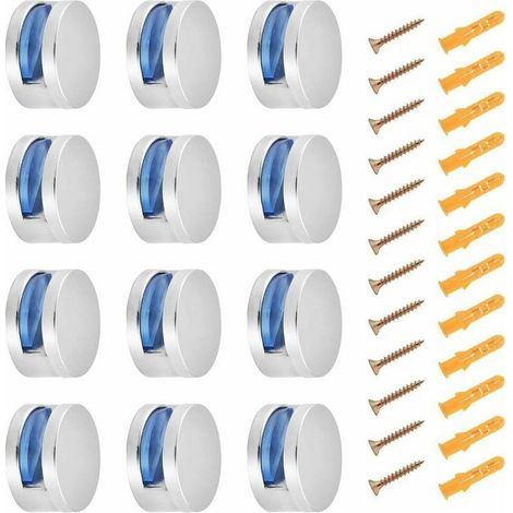 12 Stück Glasclips Wandmontage Runde Glasclips aus Zinklegierung Spiegelclips für 3-6mm dicke Regale (1/5)