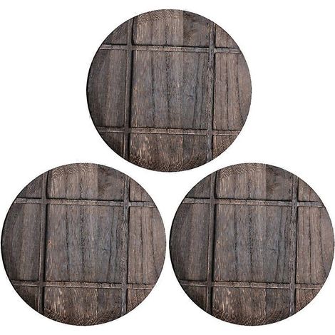Lot de 3 dessous de plat en bois rustiques pour plats chauds, casseroles et poêles - 27 cm - Rond (1/5)