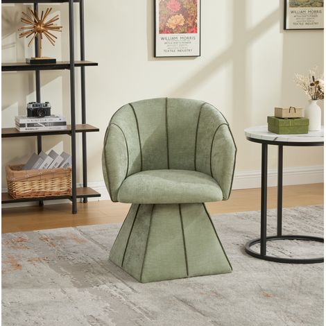 CHICFURN Poltrona singola 86x72x71 cm in ciniglia beige con tavolino e vano portaoggetti (1/5)