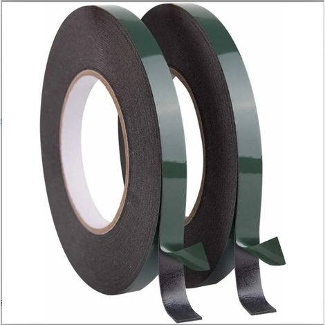 Ruban Adhésif Double Face - Mousse PE 12 mm x 1 mm x 10 m - Pour Fixation Automobile LED et Décoration Intérieure - 2 Rouleaux (1/5)