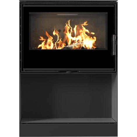 Kaminofen aus Stahl KRATKI KARI 80 Ø 180 12 kW Platz für Holz schwarz Verkleidung mit Türfeder (1/5)