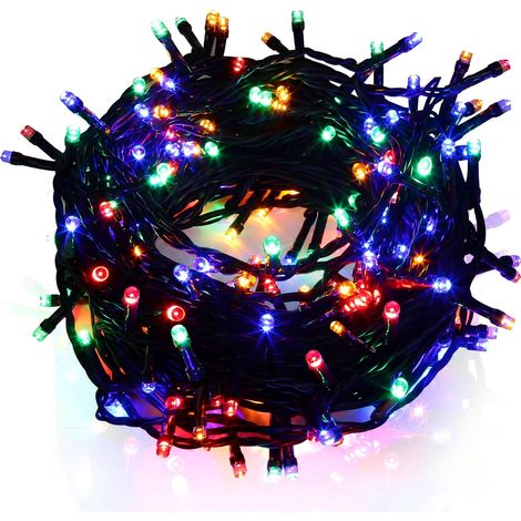 Jiubiaz 20M 200 LED Lichterkette Bunt Schwarzes Kabel Weihnachtsdeko Garten Balkon Party (1/5)
