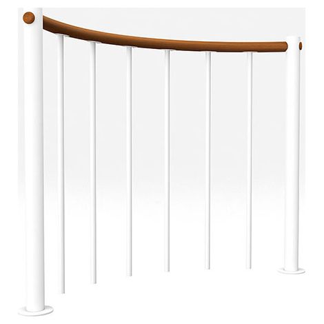 Rundes Brüstungsgeländer - Weiß - Thermolackierter Stahl - Länge 1m - Handlauf aus Holz - Ø140cm - RE-U-RV-BH-140
