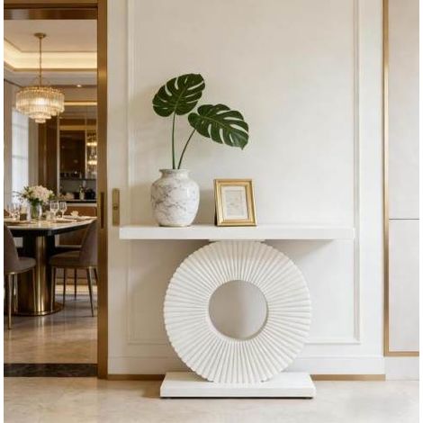 Table console glamour MDF métal blanc design OKMYHOME (1/5)