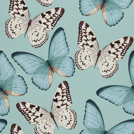 Tela Oxford decorativa para exteriores - Motivo de mariposa sobre fondo azul I DX431 (1/5)