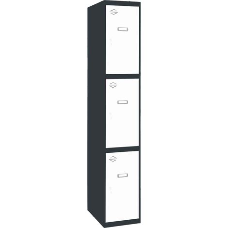 SimonRack Armadietto Spogliatoio Metallico 3 Ante, 1800x300x500 mm, Serratura con Chiave e Areatori, Antracite/Bianco - Simonlocker