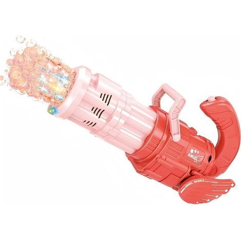 Pistolet à bulles électrique à 10 trous, arrivée d'eau automatique, musique et lumières - Rose