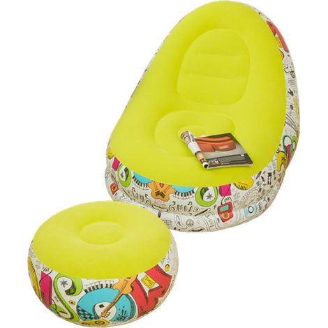Puf hinchable perezoso - Sofá hinchable verde (1/4)