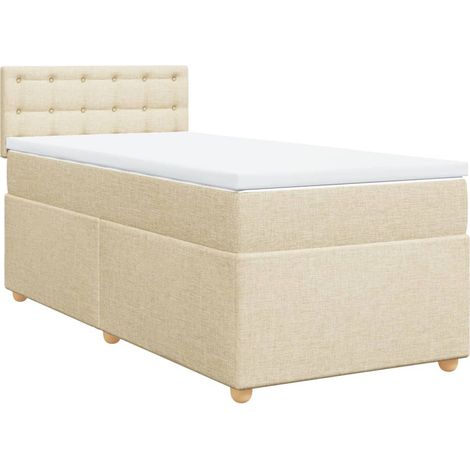 Maison Exclusive - Giroletto a Molle con Materasso Crema 90x190 cm in Tessuto