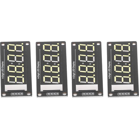 Lot de 4 afficheurs LED 4 chiffres 7 segments 0.56 pouces jaunes TM1637 module horloge PCB MRA041E (1/5)