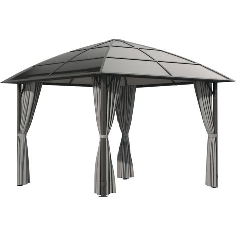Serra da giardino Irovami, struttura in alluminio, tetto in policarbonato, impermeabile, resistente ai raggi UV 60+, pareti laterali 3 x 3 m, grigio scuro.