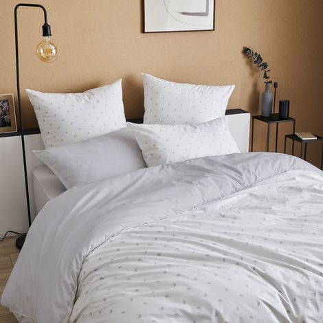 Housse de couette en percale au style géométrique Gris clair 240x220 cm