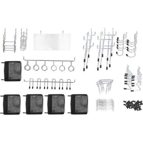 Ortviai Lot de 140 crochets et bacs pour panneau perforé en alliage nickelé – Argent (1/5)