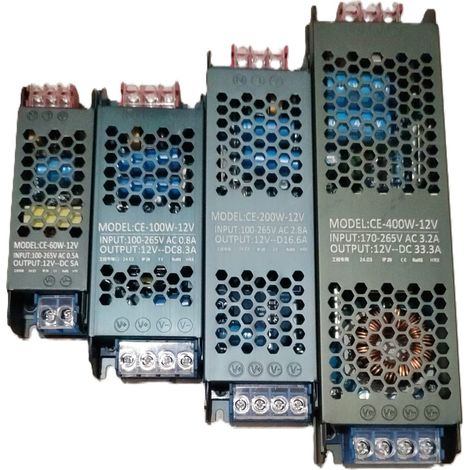 Trasformatore 220V AC/DC 12V 60W 100W 200W 400W ALIMENTATORE Switching Ultra SOTTILE  100 (1/2)