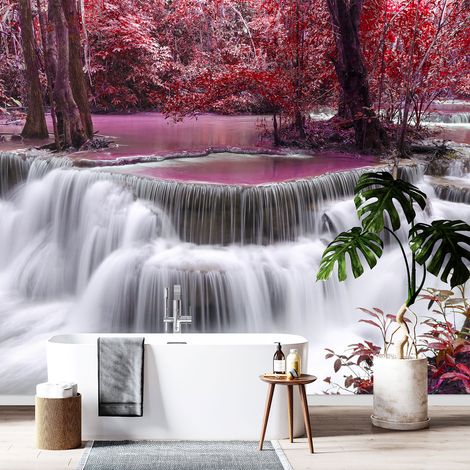 Papier peint panoramique - Cascades Fleurs - 130 cm x 86 cm (1/4)