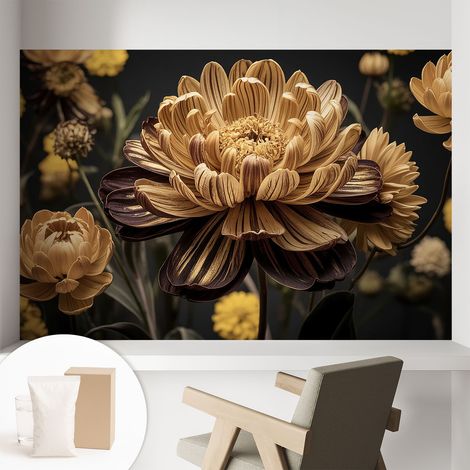 Papier peint intissé mural avec colle pour salon et chambre Décoration murale rapide - Colle incluse gratuite Élégance florale 104x70 cm (1/5)