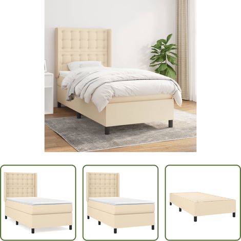 Matratze - Boxspringbett mit Matratze Creme 80x200 cm Stoff (1/5)