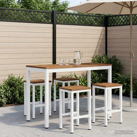 vidaXL Tavolo Bar da Giardino NAARDEN Naturale e Bianco (1/5)