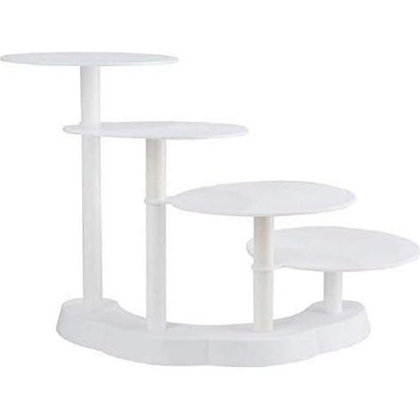 Présentoir à gâteaux à 4 étages avec élégante forme d'échelle, fabriqué en plastique durable et réutilisable, idéal pour les fêtes d'anniversaire et de mariage, couleur blanche (1/2)