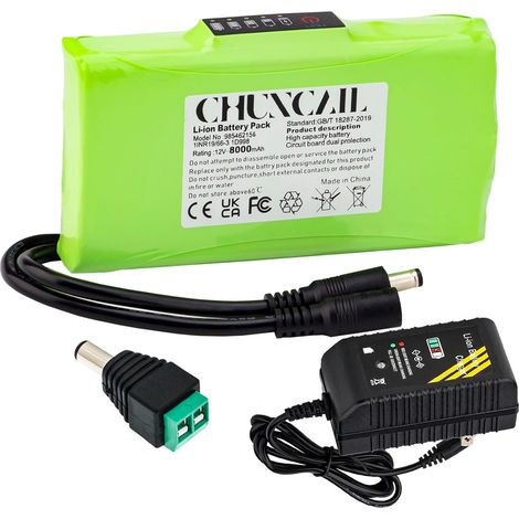 Batterie lithium-ion 12 V 8 Ah - Alimentation mobile - Batterie audio avec tête CC et indicateur d'alimentation pour lumière LED, projet de bricolage, batterie mobile d'extérieur (1/5)