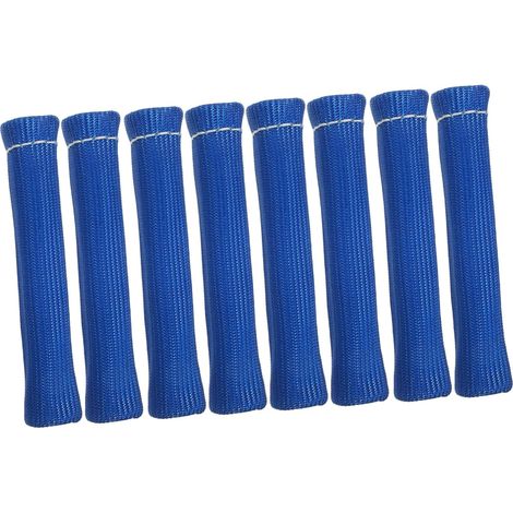 Cubierta de conector de bujía con protección térmica de 8 piezas aplicable, carcasa del cable de la bujía, funda protectora del cable de la bujía, protector de conector de bujía de fibra azul