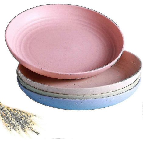 Assiettes plates incassables pour adultes / Lot de 4 assiettes en plastique (1/5)