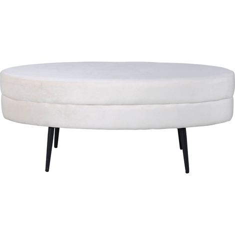 Pouf Otto 100x40x41 cm Velours Blanc cassé Venture Home (1/5)