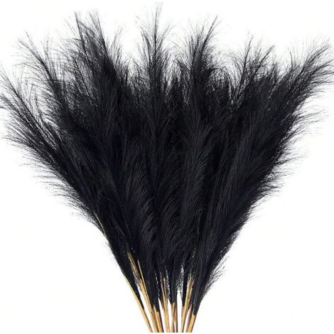 Anches Artificielles - Fausse Herbe En Peluche Haute - Branches Grand Format - Noir - 5 Pièces