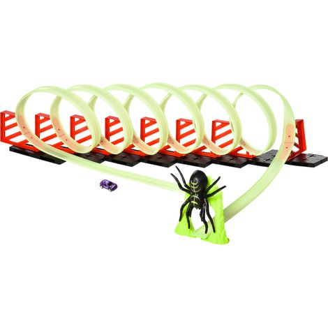 Piste pour voitures miniatures avec effets lumineux et voiture incluse, jeu pour enfants de 3 à 6 ans, vert et rouge (1/5)