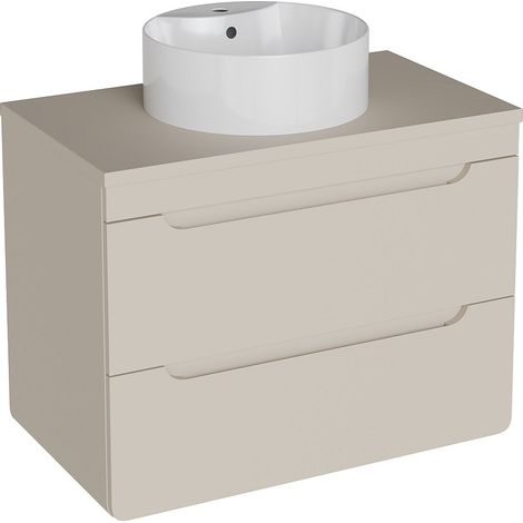 Mobile bagno sospeso con lavabo da appoggio rotondo Beige 80 cm - ARUBA (1/4)