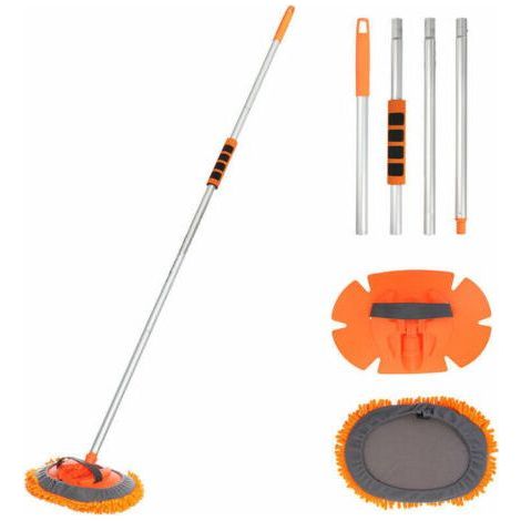 Brosse télescopique multifonctionnelle pour le lavage de voiture, balai de 157 cm de long avec manche en microfibre chenille et poignée rotative pour voiture et camping-car. (1/4)