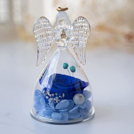 Figurine - - Rose Eternelle dans Dôme de Verre - Cadeau Fête des Mères - Décoration Angélique - Femme (1/4)