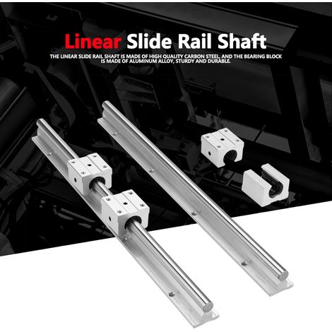 Paire de rails linéaires SBR12 400mm + 4 chariots SBR12UU, axe 12mm en acier, glissière de précision pour imprimante 3D et CNC, kit de guidage industriel. (1/5)