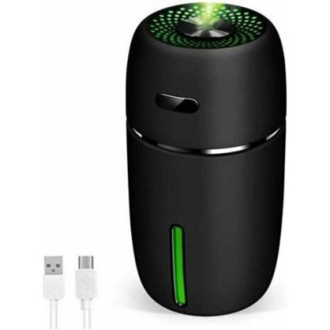1 humidificateur pour enfants avec deux modes de pulvérisation, silencieux, avec lumières LED 7 couleurs, humidificateur USB portable pour la maison, 200 ml (noir) (1/4)