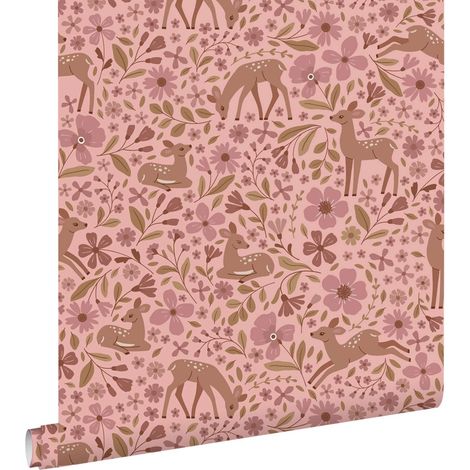 papier peint cerf violet clair et vert - ESTAhome (1/5)