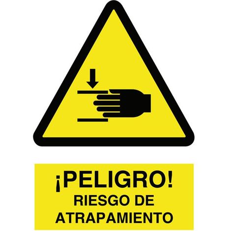 Señal de advertencia poliestireno 420x297mm riesgo de atrapamiento