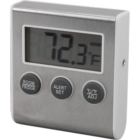 Thermomètre numérique pour réfrigérateur avec alarme et fonction mémoire, petit thermomètre pour congélateur avec aimant pour laboratoire, blanc (1/5)