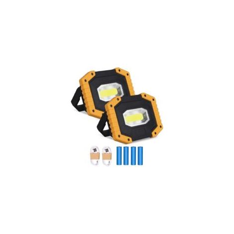 Foco LED recargable de 30 W y 2000 lúmenes, luz de trabajo para construcción con 4 baterías 18650, 3 modos, linterna LED USB portátil para camping, obras, garajes y talleres (paquete de 2) - Crezuo