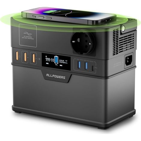 ALLPOWERS Centrale Elettrica Portatile S300 Plus, 288Wh Batteria, 300W (600W Picco) AC Uscita, Ricarica da 0-80% in 40 Minuti, Generatore Solare per Campeggio, Viaggi, Emergenze (1/5)