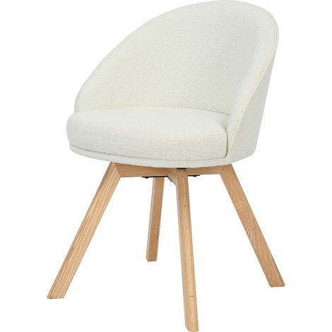 Chaise pivotante 53x55x78 cm en tissu texturé blanc - LOOMA