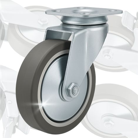 RUEDA GIRATORIA DE 125 mm Y 100 kg SIN FRENO, DE METAL Y GOMA, PARA CARROS