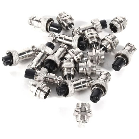 Lot de 10 connecteurs GX12 3 broches 12 mm pour aviation (mâle/femelle) à douille métallique