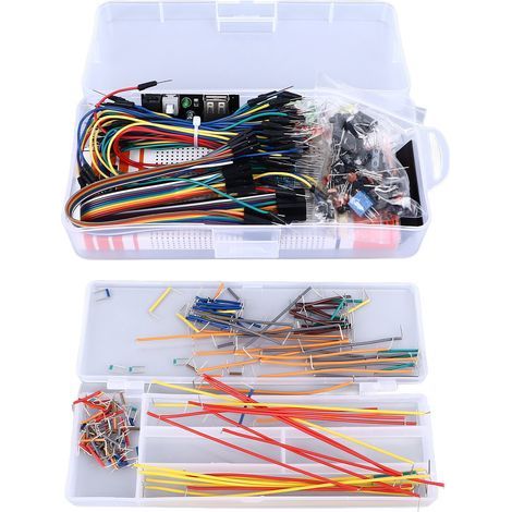 Platine de prototypage 830 Points d'attache avec Module d'alimentation, Kit de composants électroniques de fil de cavalier de Circuit de bricolage (1/4)