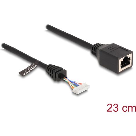 Delock Cable RJ45 hembra a conector hembra 2,00 mm 8 pines Cat.5e 23 cm negro